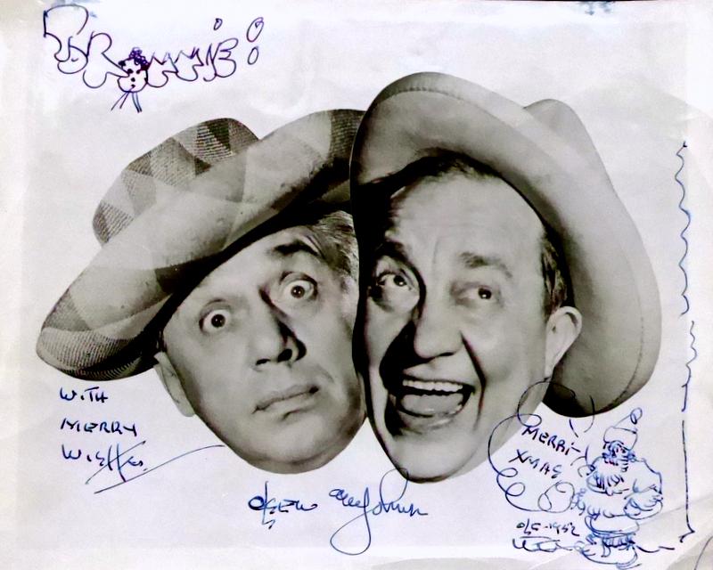 Comedians OLSEN and JOHNSON - Photo: Olsen and Johnson. “Ole” Olsen (1892-1963) and “Chic” Johnson (1891-1962) Comedians. Olsen and Johnson appeared in vaudeville, radio, the Broadway stage, motion pictures and television. Their