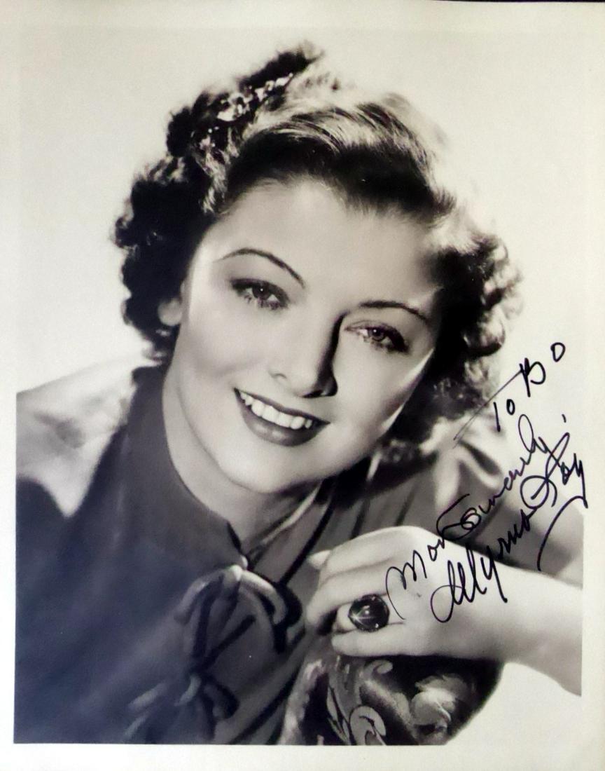 Actress MYRNA LOY - Photo: Myrna Loy (1905-1993) Actress. Loy began her career as a dancer before transitioning into films during the silent era and being typecast as exotic women. In the mid-1930s she starred in the films Manh