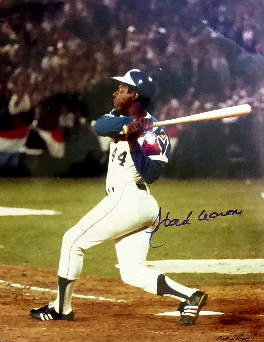 "The Hammer" HANK AARON - Large Photo: Hank Aaron (1934- ) Aaron became the all-time home-run champion via one of the most consistent offensive careers in baseball history, with 3,771 hits. His 755 career home runs are a record in the pre-