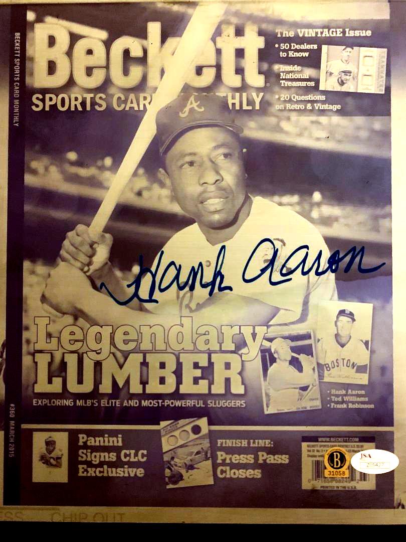HR King HANK AARON - Photo: Hank Aaron Signed Printing Press Photo Henry Louis Aaron (1934-), nicknamed "Hammer" or "Hammerin' Hank," is a retired American Major League Baseball (MLB) right fielder. He hit 24 or more home runs e