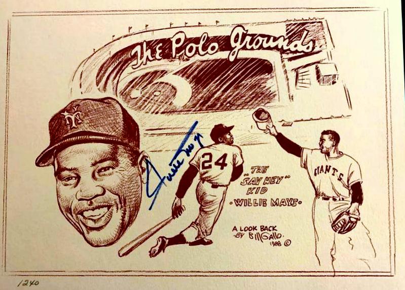 Giant's WILLIE MAYS - Bill Gallo Print: Willie Mays Signed Bill Gallo Card Willie Mays (1931-) Center fielder. Mays spent almost all of his 22-season career playing for the New York/San Francisco Giants, before finishing with the New York M