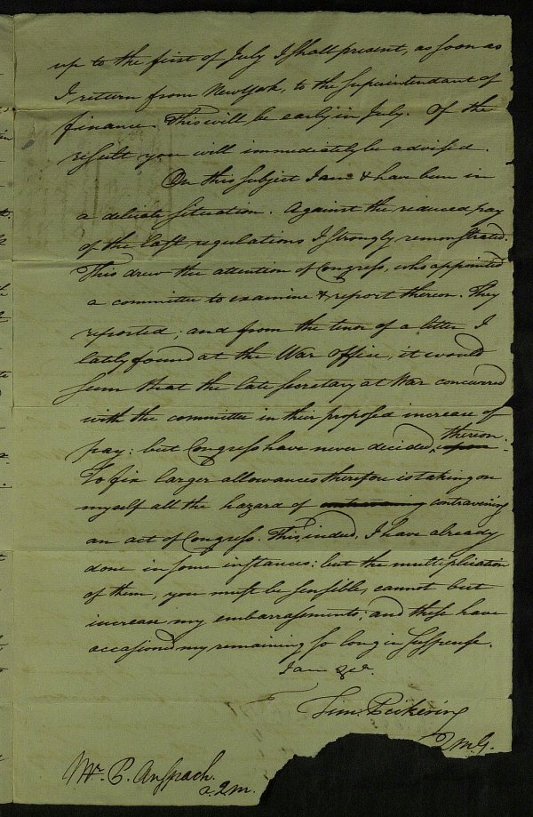 Patriot TIMOTHY PICKERING - Important 1784 ALS: Timothy Pickering (1745-1829) Patriot. Pickering was appointed Washington's Adjutant General in June of 1777. He was present at the Battles of Brandywine and Germantown and was elected to the newly cr
