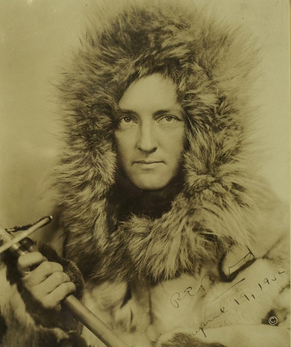 Explorer RICHARD BYRD - Photo Signed Framed: Richard E. Byrd (1888-1957). Aviator, explorer, and scientist. Byrd was the first man to fly over both poles and for his daring feats became one of America's genuine folk heroes. 8" x 10" sepia toned 