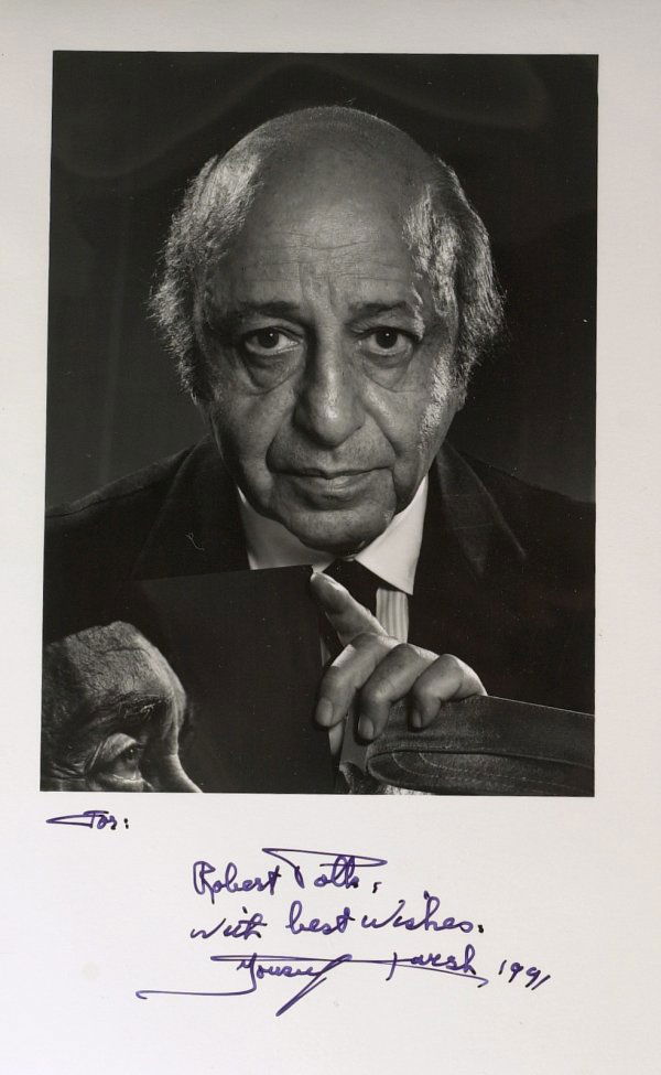 Photographer YOUSUF KARSH - Portrait Signed: Yousuf Karsh (1908-2002) Turkish photographer. Karsh's photographic portraits have come to represent the public images of major international figures of politics, science, and culture in the twentieth