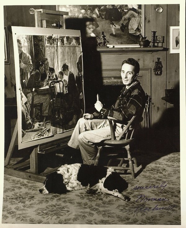 Painter NORMAN ROCKWELL - Photo Signed: Norman Rockwell (1894-1978) Painter. Rockwell is remembered for his heartwarming illustrations of American life that appeared on covers of the Saturday Evening Post magazine for many decades. 8" x 10"