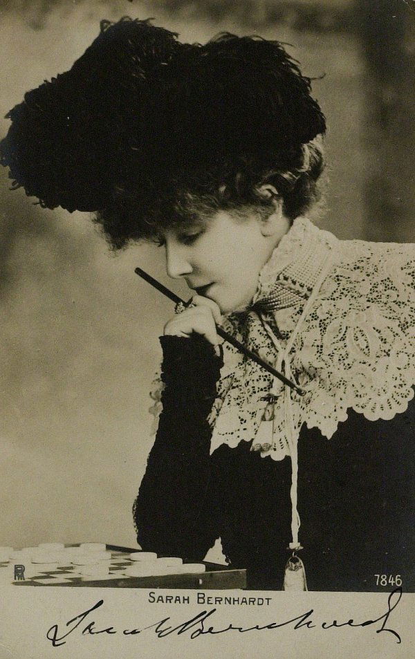 "The Divine" SARAH BERNHARDT - Photo Signed: Sarah Bernhardt (1844-1923) French stage actress. Bernhardt made her fame on the stages of Europe in the 1870s, and was soon in demand in Europe and the Americas. She developed a reputation as a serio