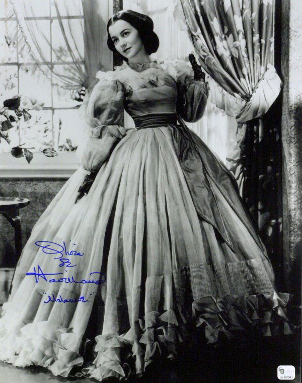 GWTW Actress OLIVA de HAVILLAND - Photo Signed: Olivia de Havilland (1916- ) Actress. De Havilland had one of her most memorable roles, as Melanie Hamilton in 1939's Gone With The Wind. She won an Oscar in 1946 for To Each His Own, and another in 1