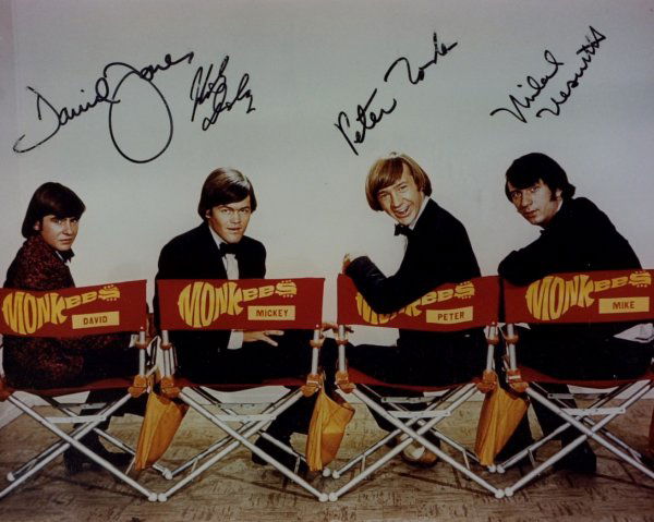 THE MONKEYS - Large Photo Signed By All Four: The Monkeys. The Monkeys were a pop-rock quartet created in Los Angeles in 1965 for the television series The Monkees, which aired from 1965 to 1968. The primary members were Mickey Dolenz, Davy Jones