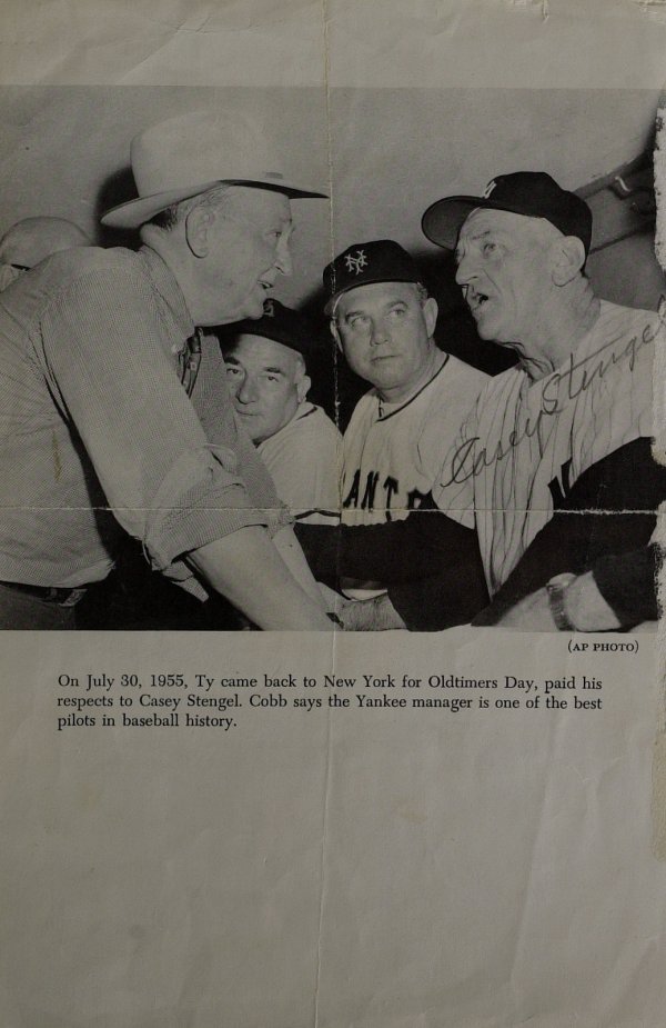 Yankee Mgr CASEY STENGEL - Photo Signed: Casey Stengel (1890-1975) Stengel was a colorful and successful manager. His feat of guiding the Yankees to ten pennants and seven world titles in a twelve year span ranks as one of the most remarkabl