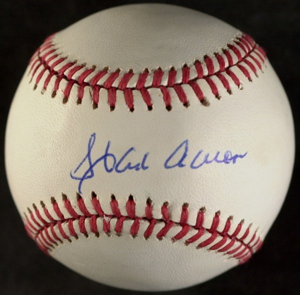 Braves HANK AARON - NL Baseball Signed: Hank Aaron (1934- ) Aaron became the all-time home run champion via one of the most consistent offensive careers in baseball history, with 3,771 hits. In addition to his 755 home runs, he also holds m