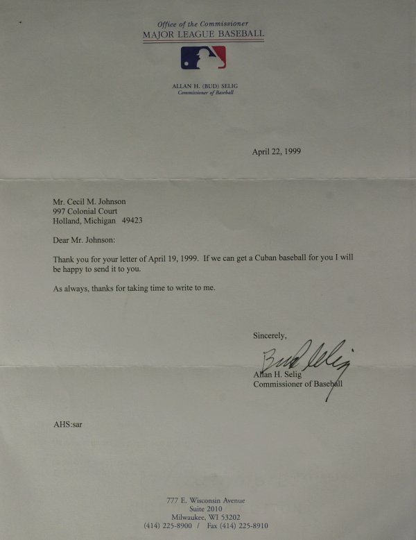 Baseball Commissioner BUD SELIG - Typed Ltr Signed: Allan "Bud" Selig (1934- ) Baseball Commissioner. Selig was elected the ninth Commissioner of Baseball in 1998. He oversaw baseball through the 1994 strike, the introduction of the wild card, inter-le