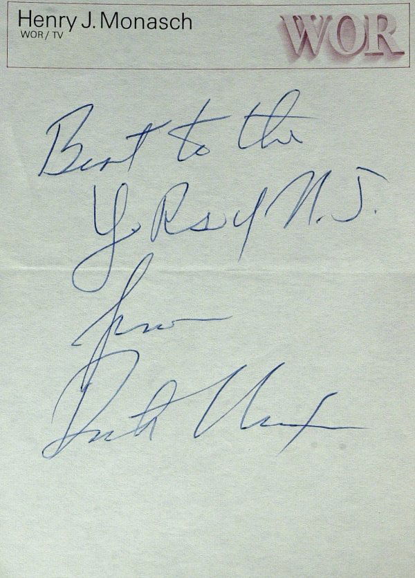 President RICHARD NIXON - Autograph Note Signed: Richard Nixon (1913-1994) 37th President. 5" x 7" sheet of note paper from television station WOR, signed "Best to the Y. Rs of N. J. from Dick Nixon.