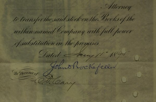 Oil Tycoon JOHN D ROCKEFELLER - Stock Cert Signed