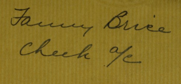 Comedienne FANNY BRICE - Check Signed: Fanny Brice (1891-1951) Comedienne, singer. Brice is best remembered as the creator and star of the top-rated radio comedy series, The Baby Snooks Show. Thirteen years after her death, she was portray