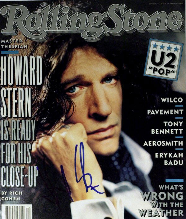 Shock Jock HOWARD STERN - Mag Cover Signed: Howard Stern (1954- ) Radio personality. Stern's fondness for naughty talk and frank scatology helped his morning radio show become a nationwide hit in the 1990s. Cover from Rolling Stone magazine, si