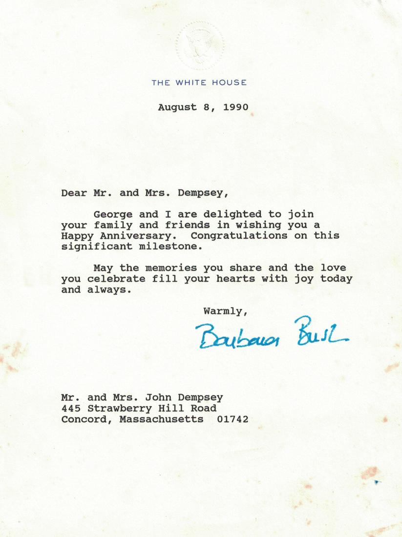 1st Lady BARBARA BUSH - Typed Ltr Signed (1 of 1)