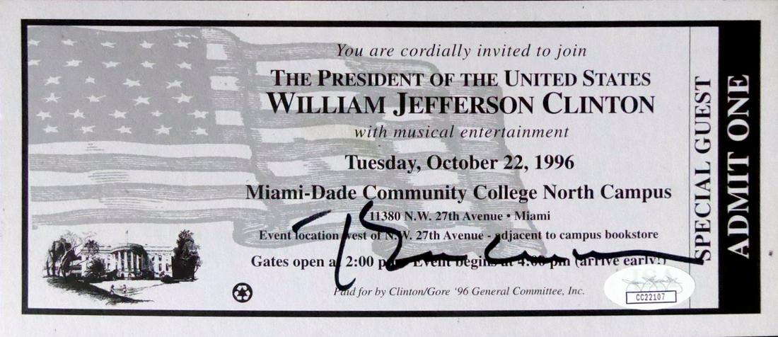 42nd President Bill Clinton Campaign Ticket Signed May 01 21 The Written Word Autographs In Nh 42nd President Bill Clinton Campaign Ticket Signed May 01 21 The Written Word Autographs In Nh