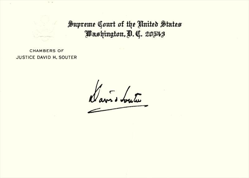 Jusice DAVID SOUTER - Supreme Crt Card Signed (1 of 1)