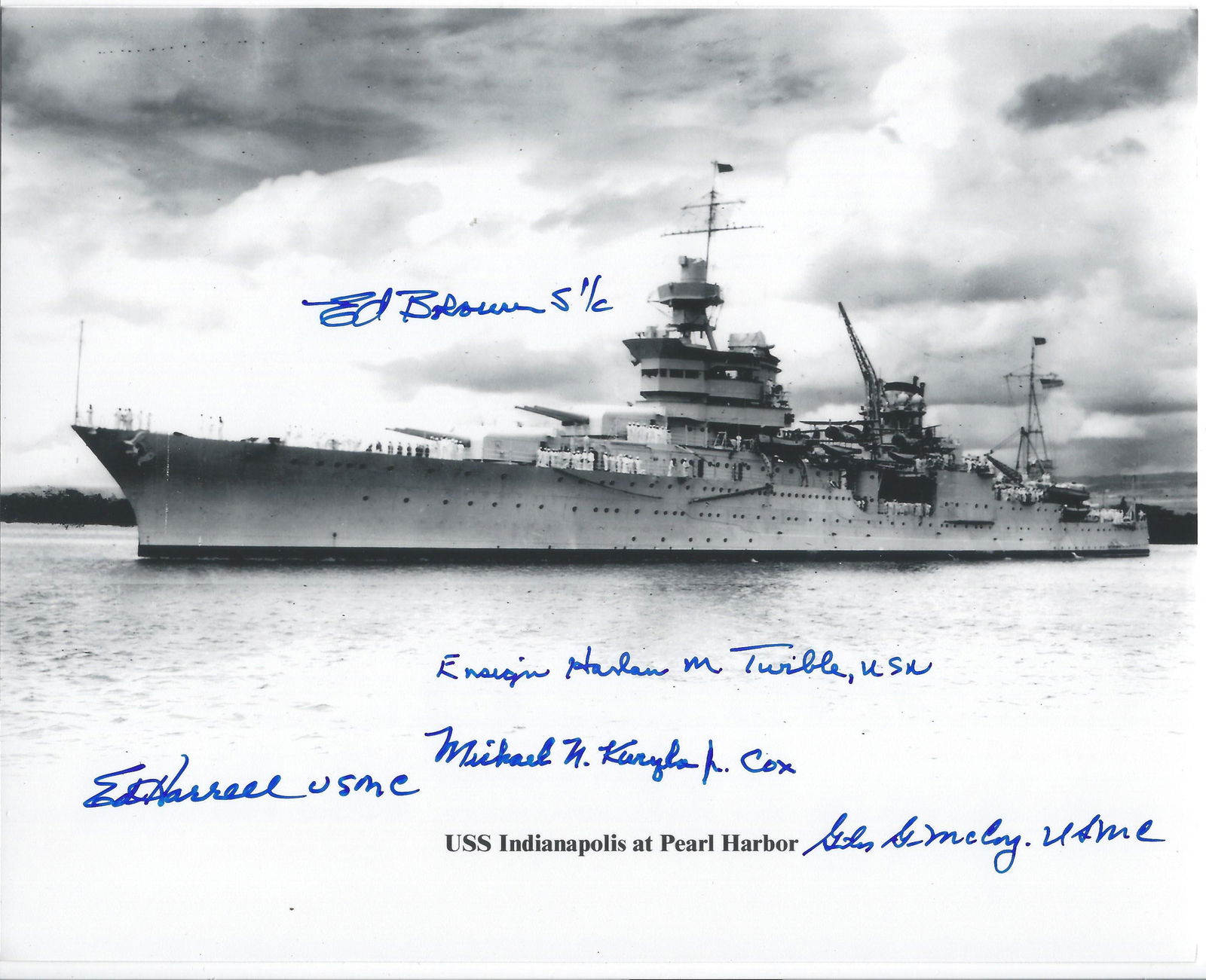 USS INDIANAPOLIS - Ship Photo Siged by 5 Survivors (1 of 1)