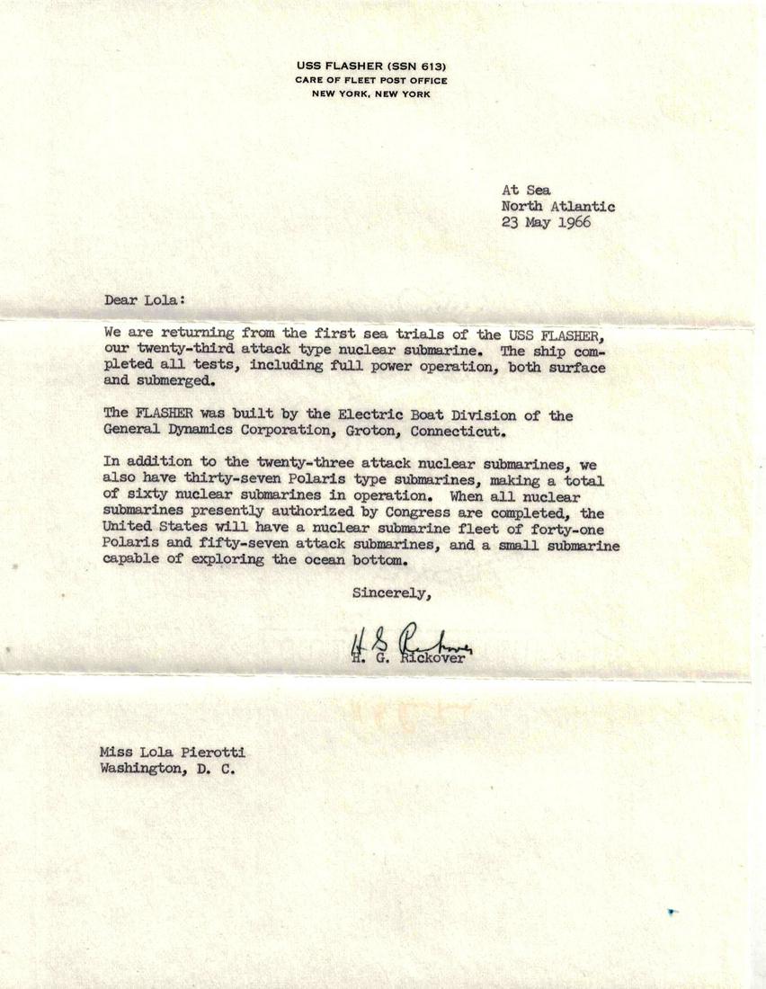 Admiral HYMAN RICKOVER - Typed Ltr Signed (1 of 1)