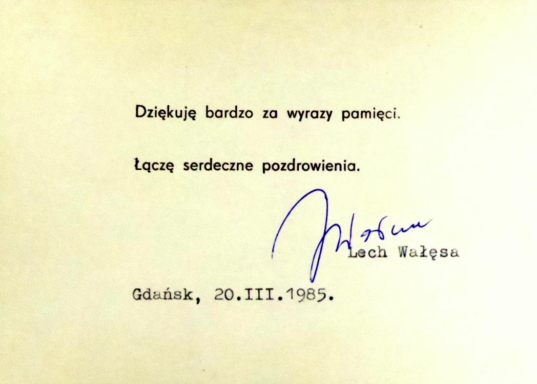 Polish Statesman LECH WALESA - Typed Note Signed (1 of 1)
