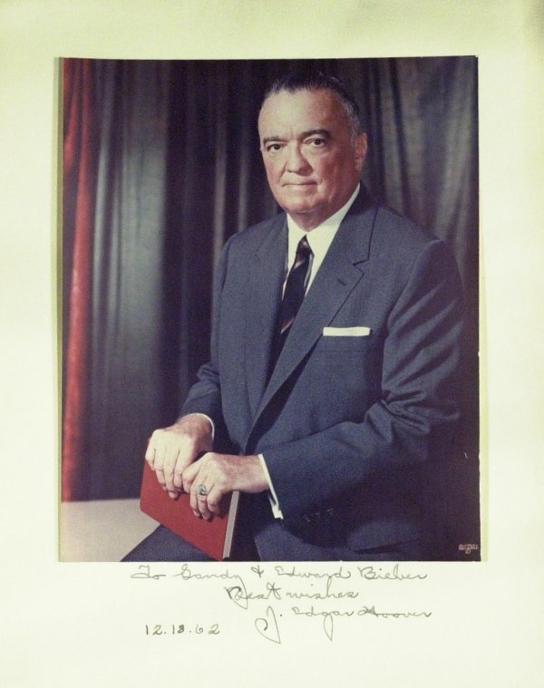 FBI Director J EDGAR HOOVER - Photo & Ltr Signed: J. Edgar Hoover (1895-1972) Director of the Federal Bureau of Investigation. Hoover was the first director of the F.B.I.. He held the post from 1924 to 1972, an administration that lasted from Preside