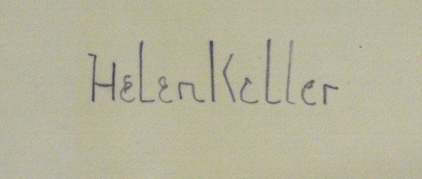 Author, Activist HELEN KELLER - Card Signed: Helen Keller. 5" x 3" card signed in pencil.