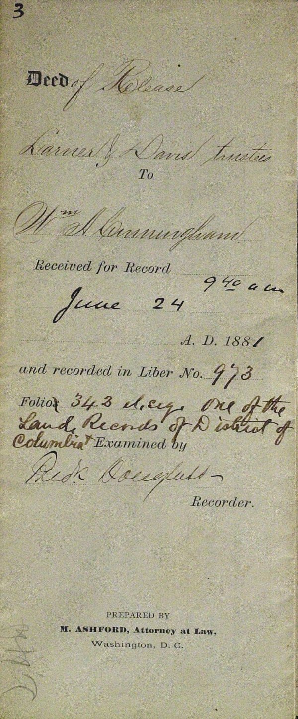 Abolitionist FREDERICK DOUGLAS - Legal Doc Signed: Frederick Douglas (1818-1895) Abolitionist, journalist, and orator. Douglass was a former slave who became one of the great American anti-slavery leaders of the 1800s. 7 ¾" x 12 ½" (folds to 3" x 7 