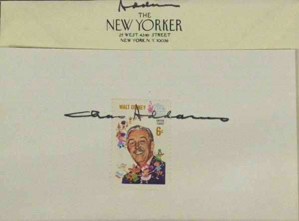 Addams Family CHARLES ADDAMS - Card Signed: Charles Addams (1912-1988) Cartoonist. Addams was known for his particularly black humor and macabre characters. Some of the recurring characters, who became known as The Addams Family, became the bas