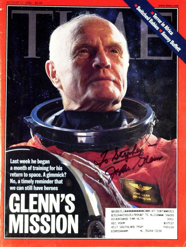 Mercury Astonaut JOHN GLENN - 2 Photos Signed: John Glenn (1921- ) Astronaut, politician. Glenn became the first American and the third person to orbit the earth. After leaving the space program, Glenn entered Ohio politics and was elected to the 