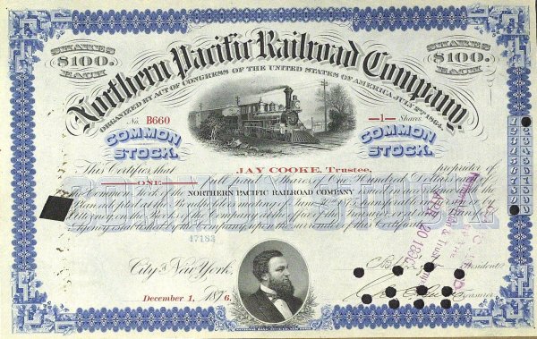 Financier JAY COOKE - StockCertificate Signed
