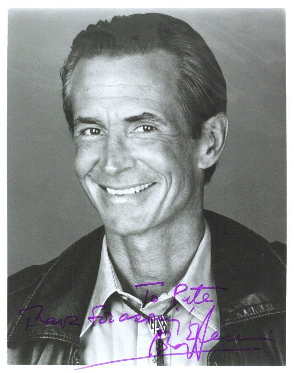 Psycho Actor ANTHONY PERKINS - Photo Signed: Anthony Perkins (1932-1992) Actor. Perkins was best known for his role as Norman Bates in Alfred Hitchcock's Psycho and its three sequels. 8" x 10" black and white photograph signed, "For Pete Thanks