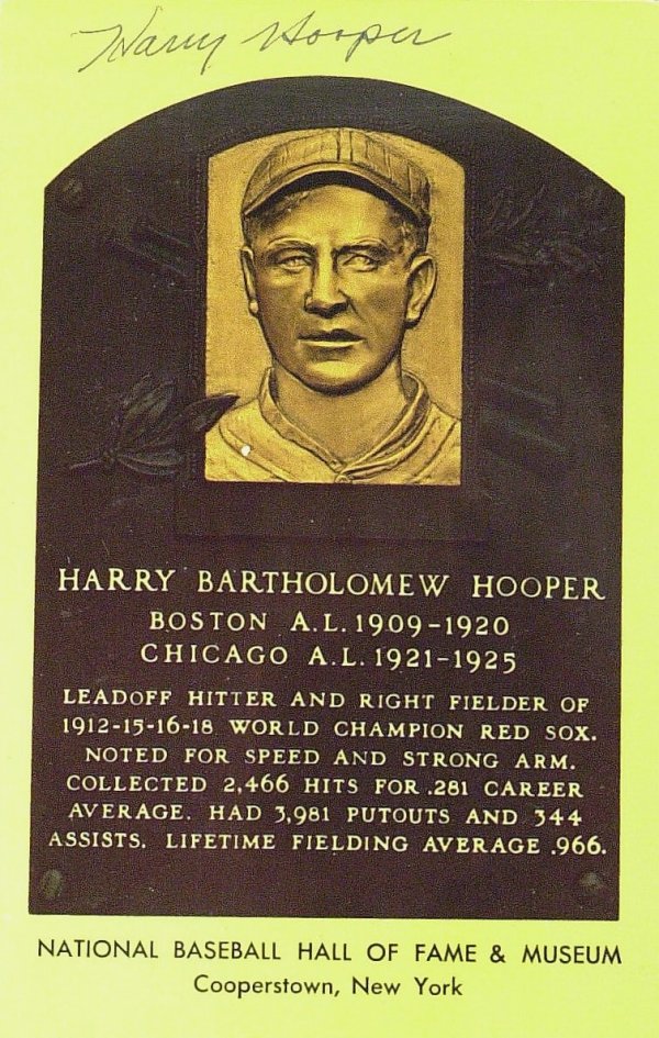 Red Sox HOFer HARRY HOOPER - Gold HOF Card: Harry Hooper (1887-1974) Outfielder. Hooper holds the Red Sox franchise records for most triples (130) and stolen bases (300) and was a career .281 hitter. He was selected to the Baseball Hall of Fame