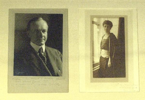 Calvin & Grace Coolidge - Signed Photographs: Calvin Coolidge and Grace Coolidge. 7 ¼" x 9 ½" black and white portrait photograph by Harris & Ewing, Washington, mounted on a 9" x 13" mat and signed on the mat under his photograph, "