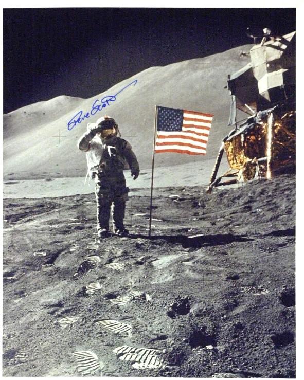 "Moonwalker" Dave Scott - Color Lunar Photo: Dave Scott (1932- ) Astronaut. Scott and command pilot Neil Armstrong were launched into space on the Gemini 8 mission on March 16, 1966. The flight originally scheduled to last three days but termina