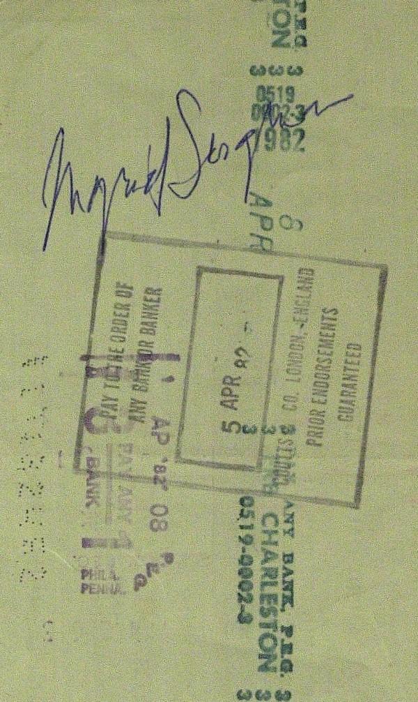 Ingrid Bergman - Check Endorsed: Ingrid Bergman (1915-1982) Swedish actress. Bergman came to Hollywood from Sweden in 1939 and became a tremendous star in the 1940s, starring in Gaslight in the Alfred Hitchcock classics Spellbound an