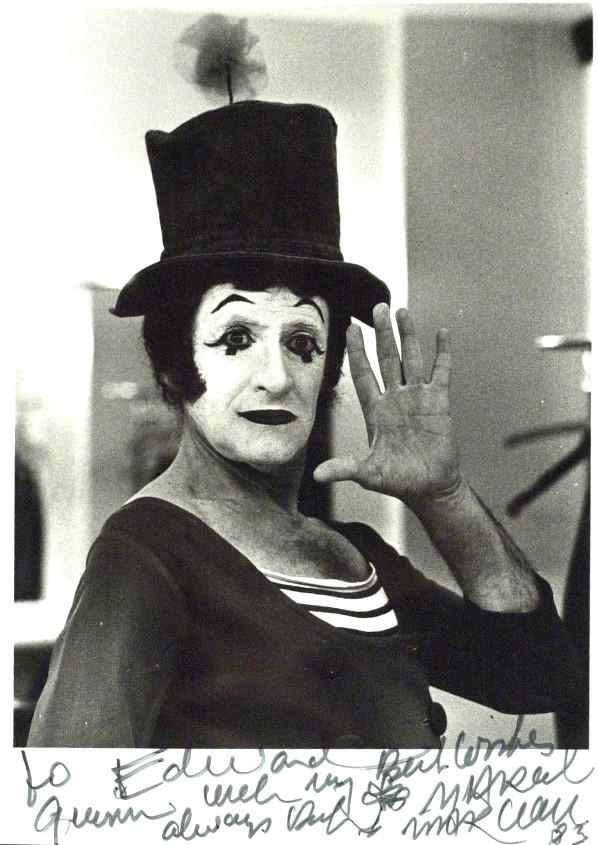 Marcel Marceau - Photograph: Marcel Marceau (1923-2007) French mime. Marceau was noted for his eloquent, deceptively simple portrayals, including his celebrated white-faced character Bip, reminiscent of Pierrot and of Charlie Cha