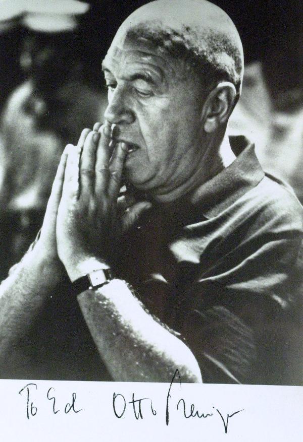 Filmmaker Otto Preminger - Photograph: Otto Preminger (1906-1986) Austrian-born filmmaker. Preminger's landmark films include The Moon Is Blue; the all-African American Carmen Jones; and The Man with the Golden Arm, a tale of drug addictio