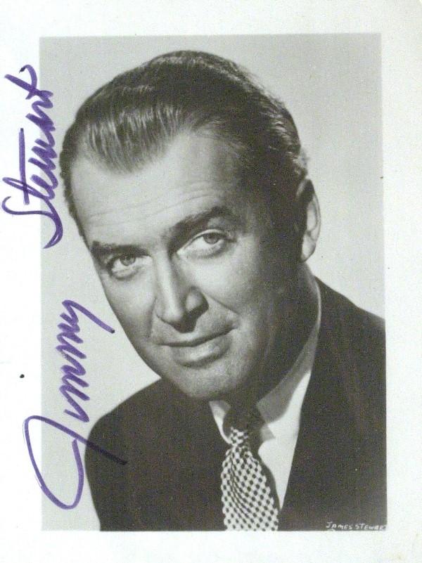 Jimmy Stewart - Photo: James Stewart. 3 ½" x 4 ½" black and white photograph signed. Additional Images: