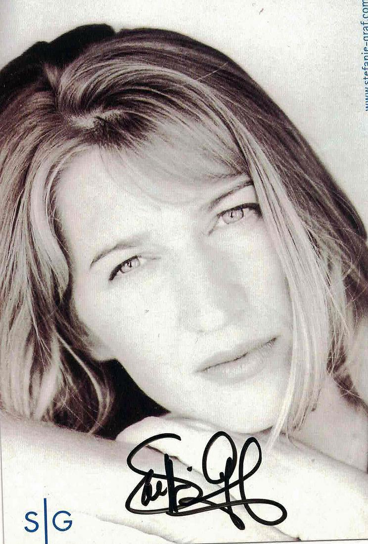 Graf, Steffi - Small Photo: Steffi Graff (1969- ) German tennis champion. Graff won 22 Grand Slam singles titles; in 1988, she had a "Golden Slam," winning all four major competitions and Olympic gold in one calendar year. 4&rdq