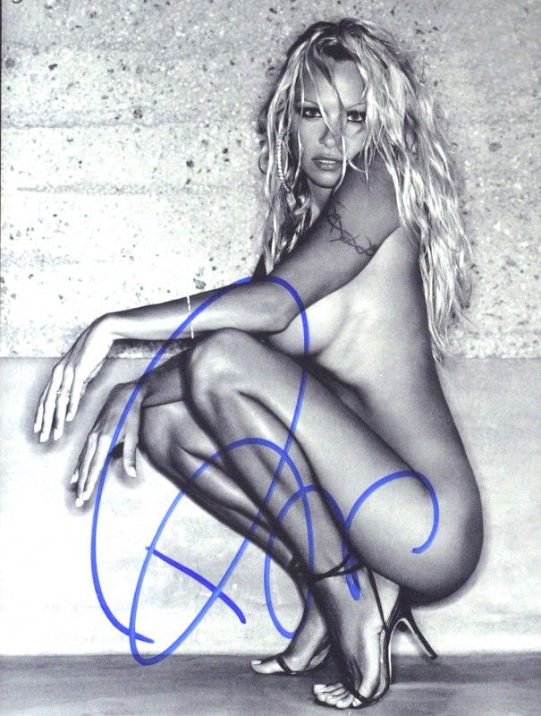 Sexy PAMELA ANDERSON - Two Photos Both Signed: Pamela Anderson (1967- ) Canadian-born actress. Anderson first became a star in the cast of the TV show Baywatch. She also posed for Playboy magazine, adding to her notoriety. Anderson's wild blonde m