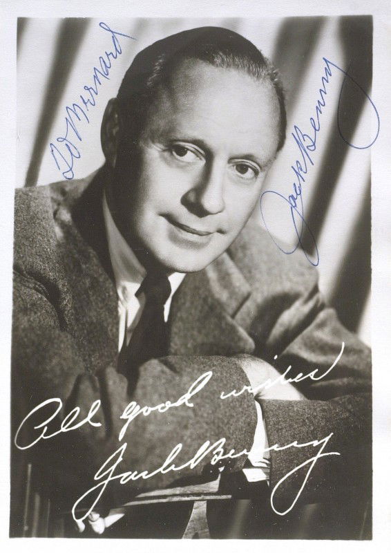 Radio Comic JACK BENNY - Photo Signed: Jack Benny (1894-1974) Comedian. Benny was one of the top stars of radio, television, and stage in a career which spanned over 50 years. A master of comic timing, Benny changed the nature of the weekl