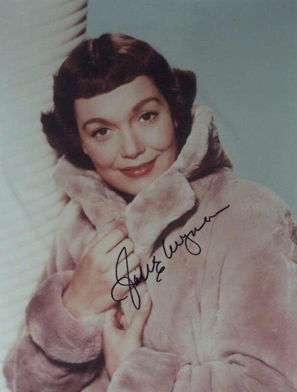 Actress JANE WYMAN - Two Signed Photos: Jane Wyman (1917-2007) Actress. Wyman began her film career in the 1930s, and was a prolific performer for two decades. She received an Academy Award for Best Actress for her performance in Johnny Bel