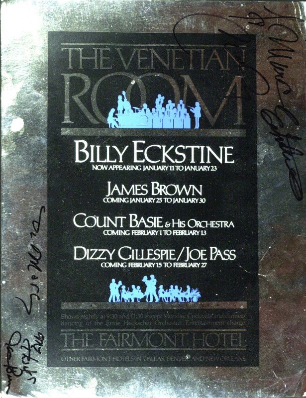 Singers JAMES BROWN & BILLY ECKSTINE - Flyer: James Brown (1933-2006) and Billy Eckstine (1914-1993) Singers. Brown, with his soulful, gravel-voiced, gospel-inflected singing style and spectacular stage presence-often screaming (on key) and danci