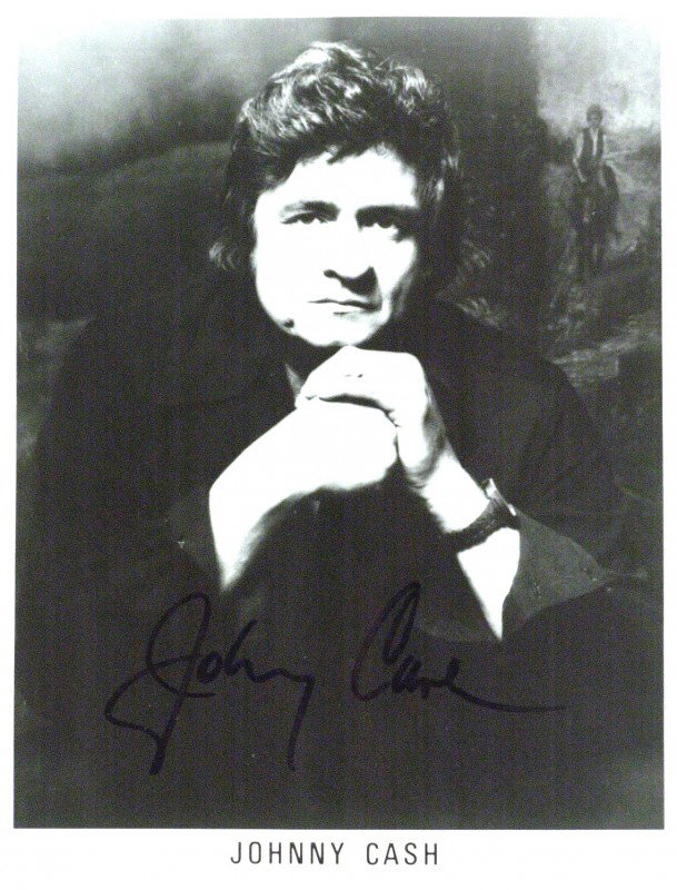 Man in Black JOHNNY CASH - Photo Signed: Johnny Cash (1932-2003) Country singer. "The Man in Black" as Cash has long been known had been one of the most influential figures in country music since the 1950s. 8" x 10" promotional black and whi