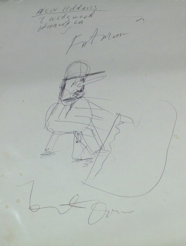 Singer FATS DOMINO - Self Portrait Signed: Fats Domino (1928- ) Singer. Domino brought a unique blend of sounds to the rhythm and blues scene in the 1950s and 60s that appealed to a wide audience. His rendition of "The Fat Man," recorded in De
