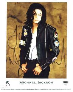 MTV Singer MICHAEL JACKSON - Color Photo Signed: Michael Jackson. 8" x 10" color promotional photograph (image 6 ¼" x 8") signed, "Love, Michael Jackson."