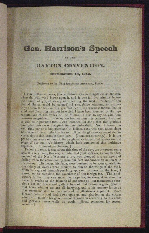 WILLIAM HENRY HARRISON - Book with Signature: William Henry Harrison (1773-1841) 9th President. 4 ½" x 2 ¼" signature clipped from the conclusion of an autograph letter signed, "Respectfully Sir your Humble Servant Willm Henry Harrison." The si