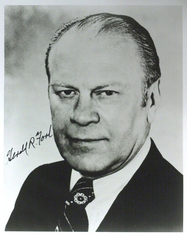 President GERALD FORD - Photo Signed: Gerald R. Ford. 8" x 10" black and white photograph, signed