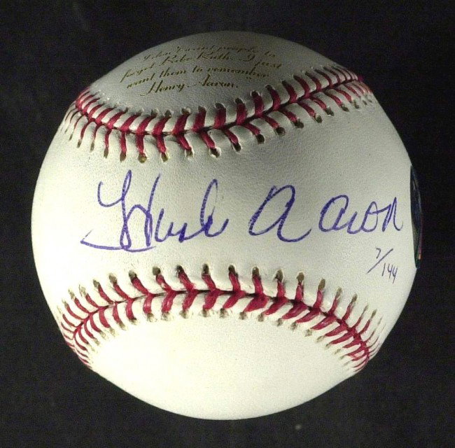 Homerun King HENRY AARON - Baseball Signed: Hank Aaron (1934- ) Aaron became the all-time home-run champion via one of the most consistent offensive careers in baseball history, with 3,771 hits. In addition to his 755 home runs, he also set Maj